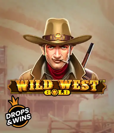 Графика слота "Wild West Gold" от Pragmatic Play, показывающее мужчину в шляпе шерифа с винтовкой. На заднем плане виднеется деревенская улица на Диком Западе. Идеально подходит для любителей жанра вестерн и вестерн-тематик. Этот слот обещает захватывающие приключения и возможность получения призов.